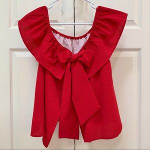 BWNT! Red Lauren James Kippy Top Solid Bow Top L